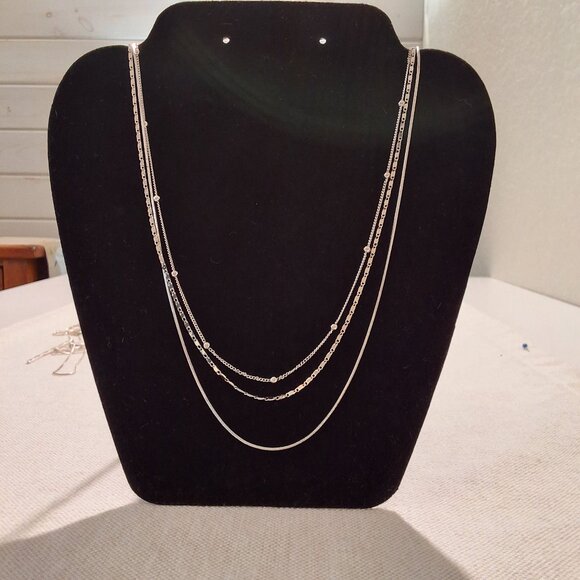 Bancroft Silver Tone Multi-Layer Necklace With Adjustable Length - Picture 1 of 3